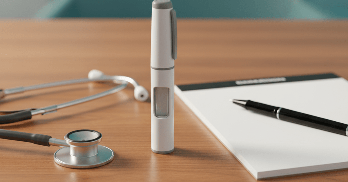 Medische setting met injectiepen en stethoscoop - GLP-1 medicatie overzicht